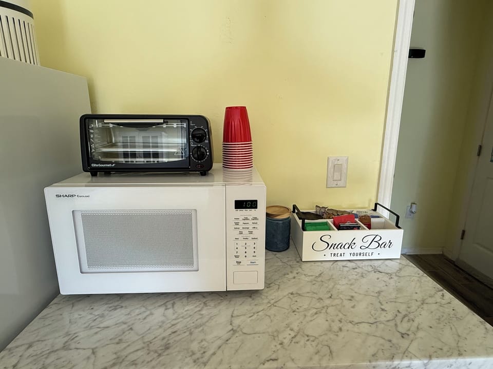 Snack tray , microwave and toaster oven