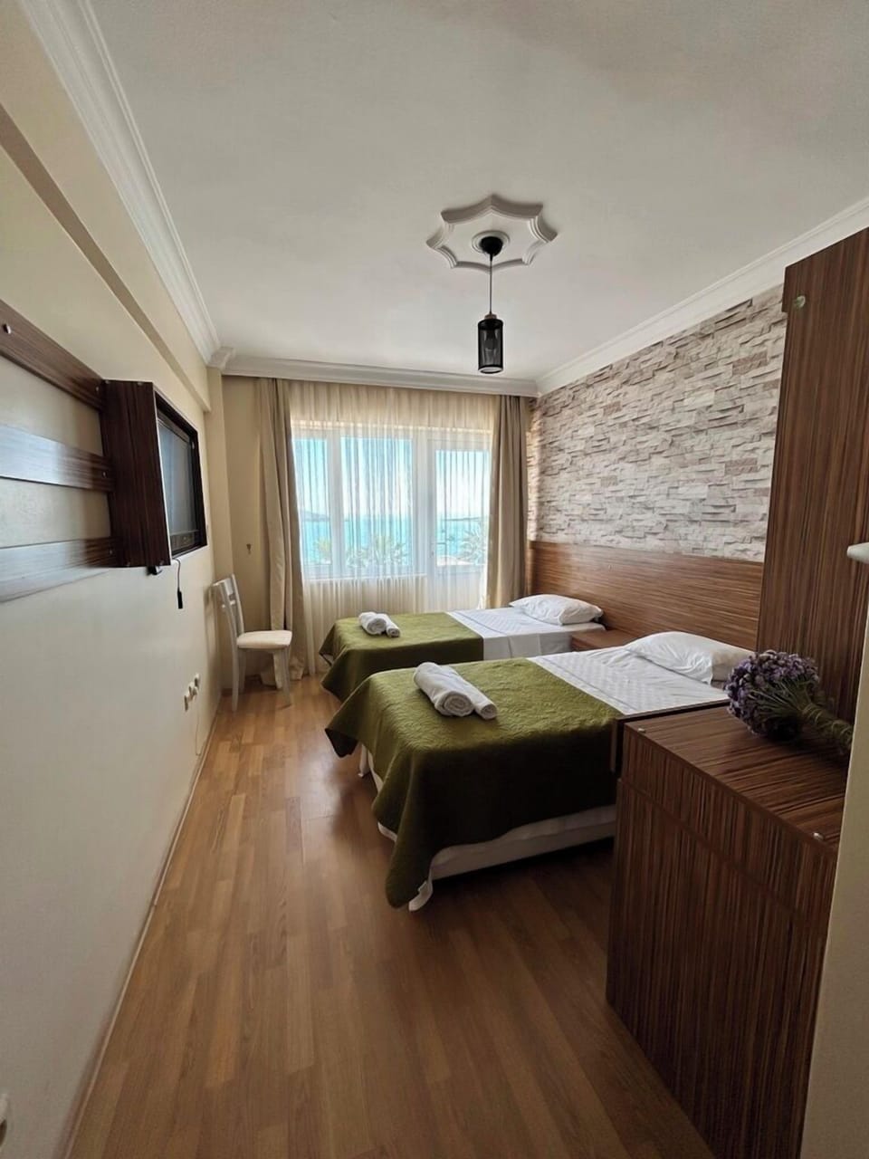 Double Room, Partial Sea View | Premium bedding, minibar, desk, soundproofing