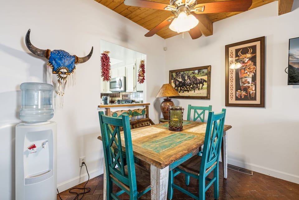 Gather comfortably with dining space for 4 guests.