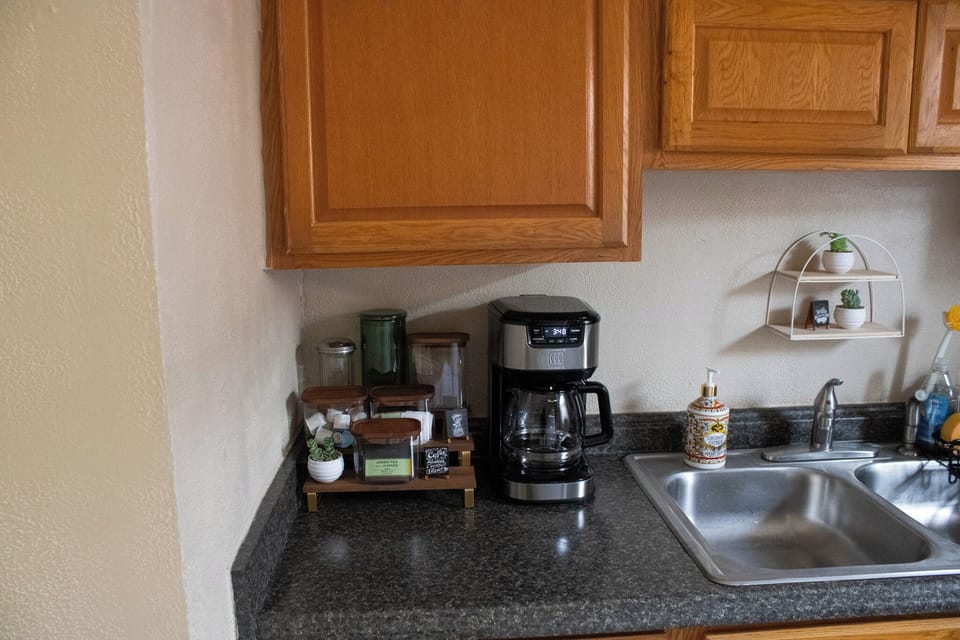 Bright kitchen with essentials.