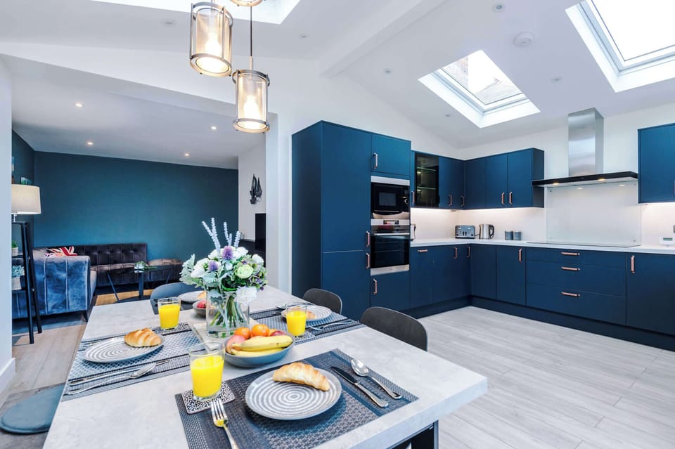 Light-filled dining area with skylights, a lovely spot for breakfast before heading out to explore the area