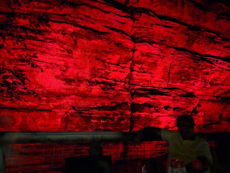Lit up bluff - red for a bit