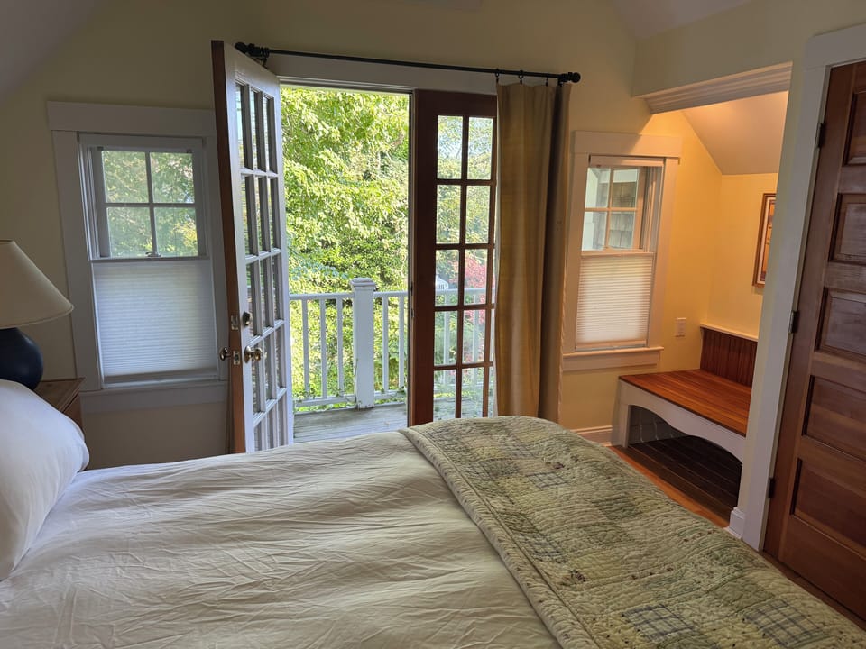 View of the master bedroom balcony facing the backyard. 