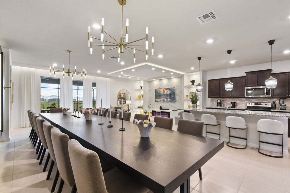 Our dining area has seating for 17 people, perfect for shared meals and special gatherings.