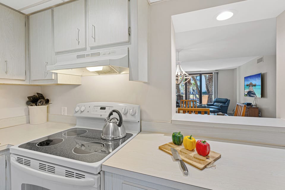 The spacious kitchen has everything you need for homemade meals.