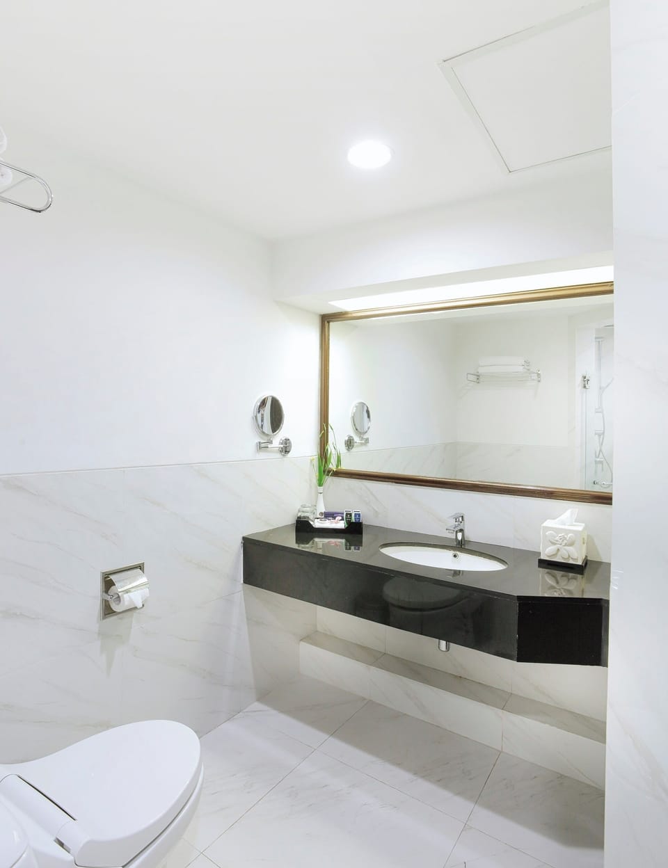 Shower, free toiletries, hair dryer, bathrobes