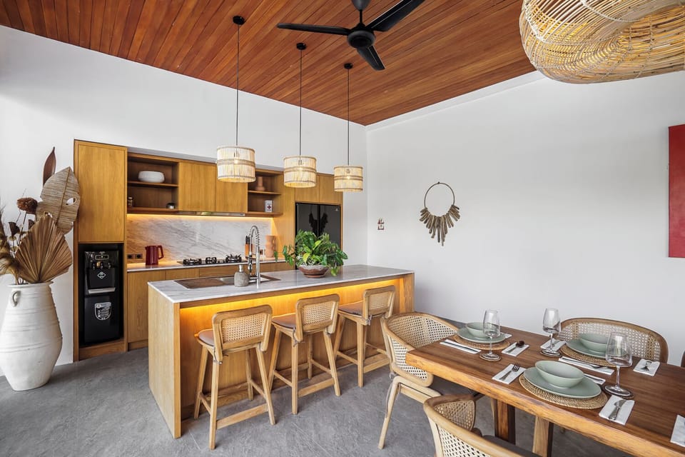 Family Villa, Patio, Pool View | Shared kitchen