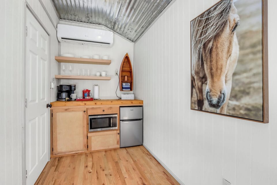 Mini fridge and a microwave