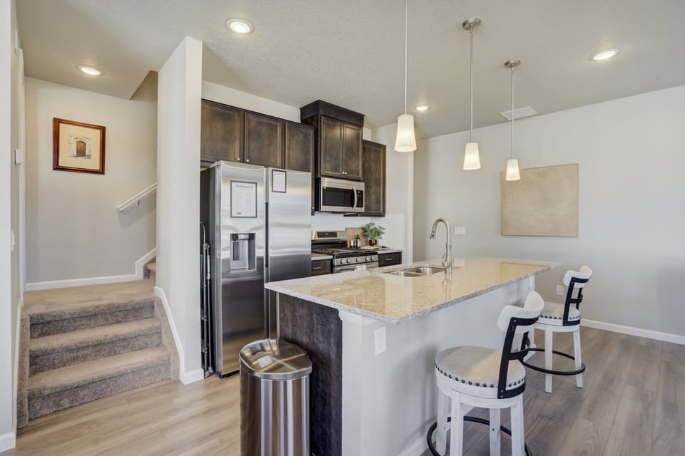 Additional seating at the kitchen island.
