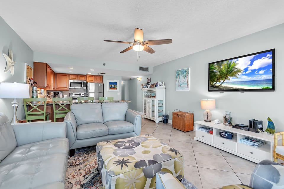 Comfy Living Room with Large Screen TV