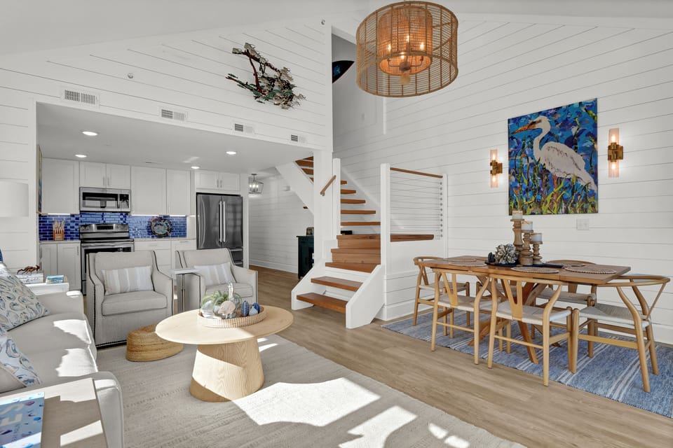 Open concept living and dining area