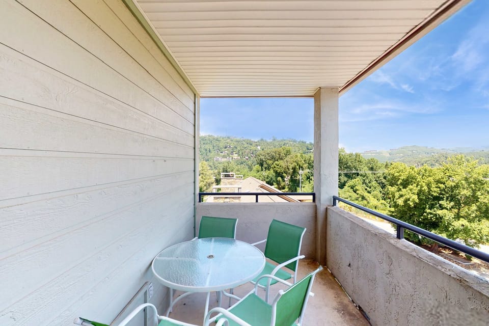 Private balcony awaits. And, savor breathtaking mountain views while dining al fresco with friends!