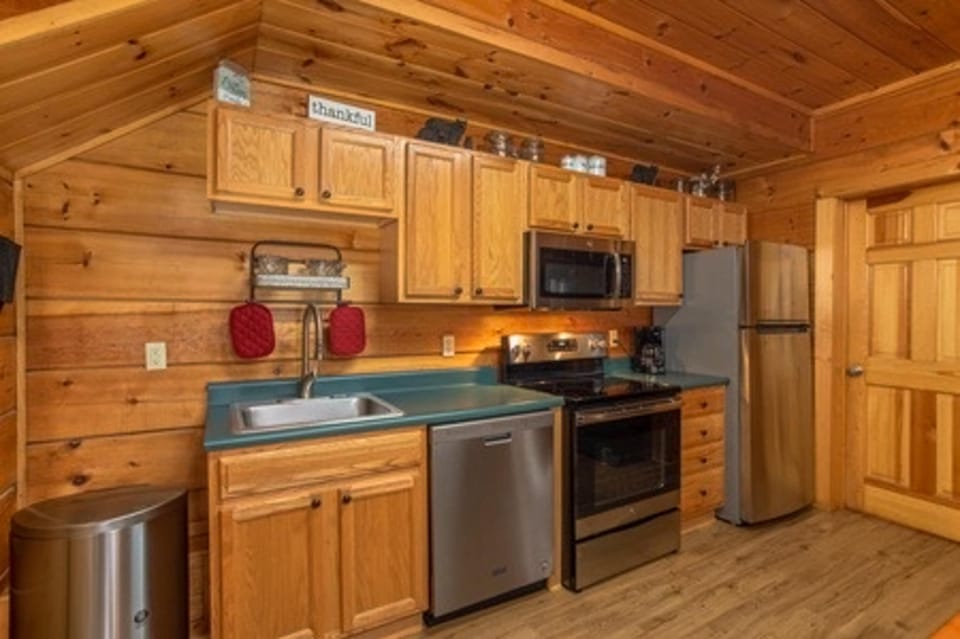 Modern appliances and rustic charm for your culinary adventures!