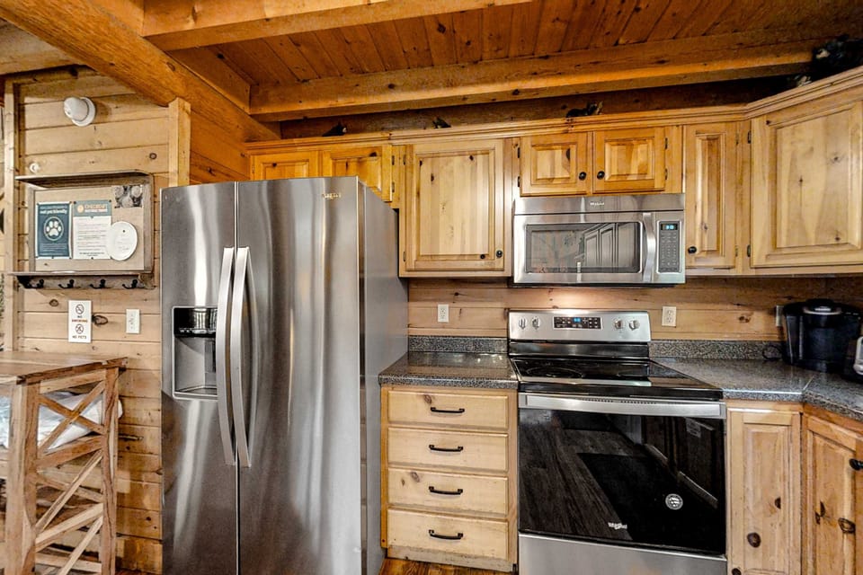 Rustic Retreat, enjoy a restful night on a charming log bed surrounded by natural decor!