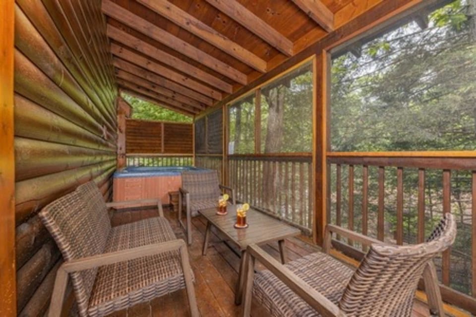 Relax in style with drinks and a hot tub, surrounded by nature's beauty!