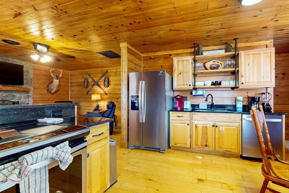 Savor meals in a rustic space with modern appliances and charming decor!