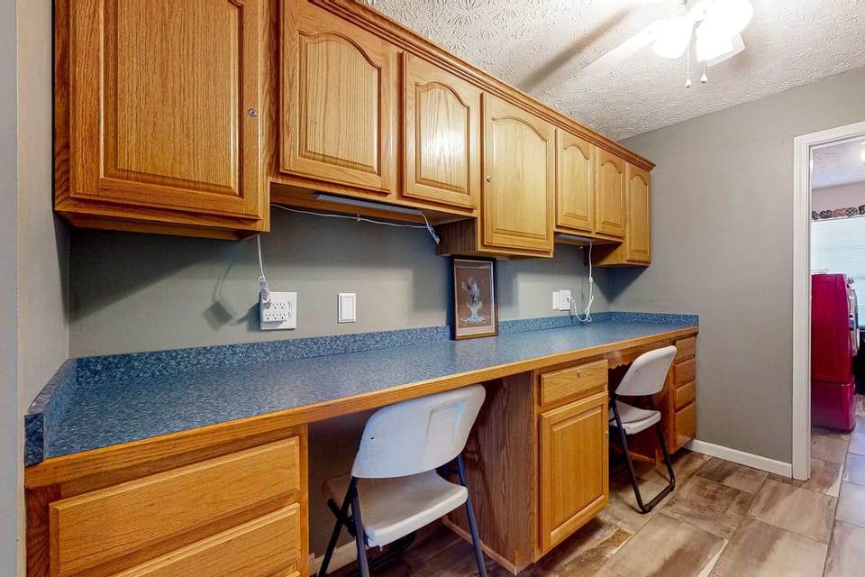 You'll have a work area with ample storage and perfect for remote adventures in Dandridge!