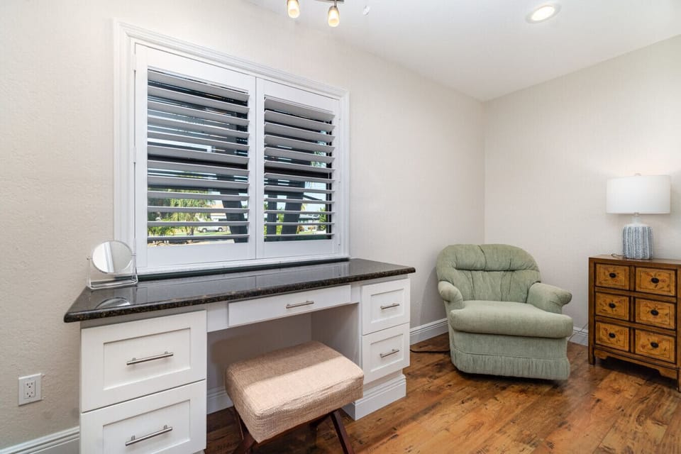 Dedicated desk area — perfect for remote work or getting ready.