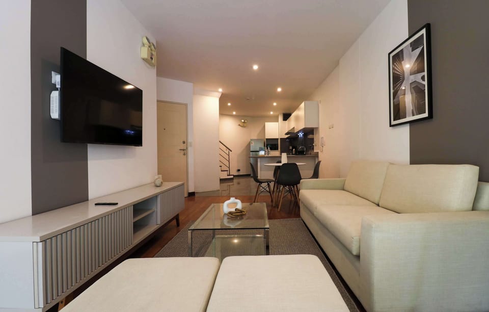 Bright room with TV