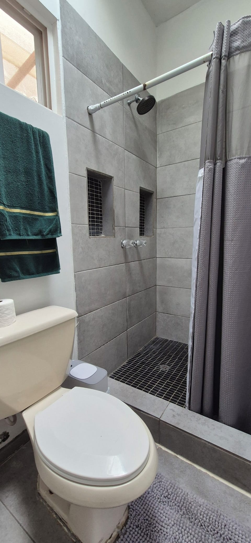 Basic Triple Room, Patio | Bathroom | Shower, towels, soap, toilet paper