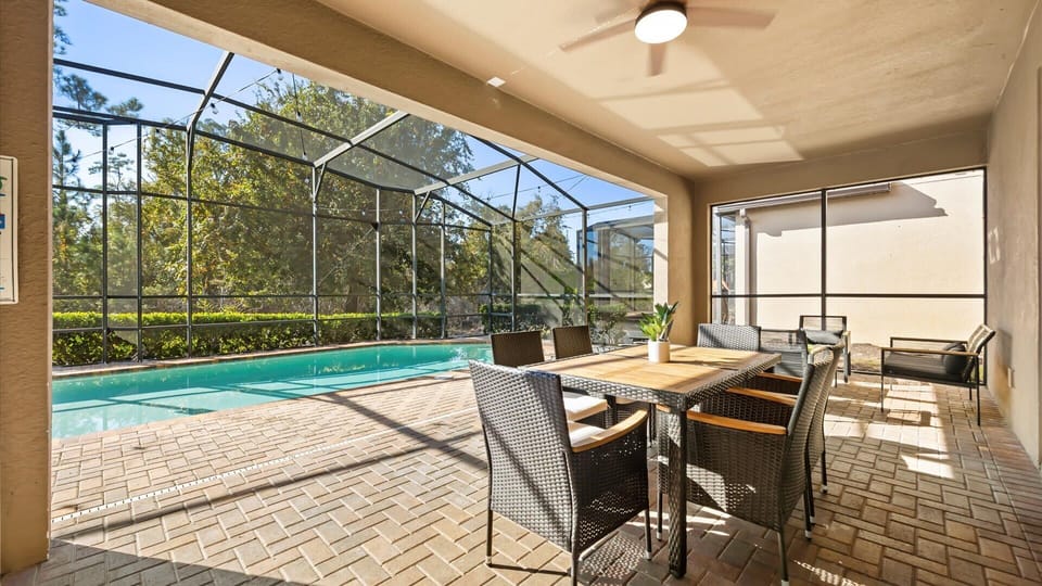 Outdoor Patio Lounge – Relax on cushioned seating under the shade.