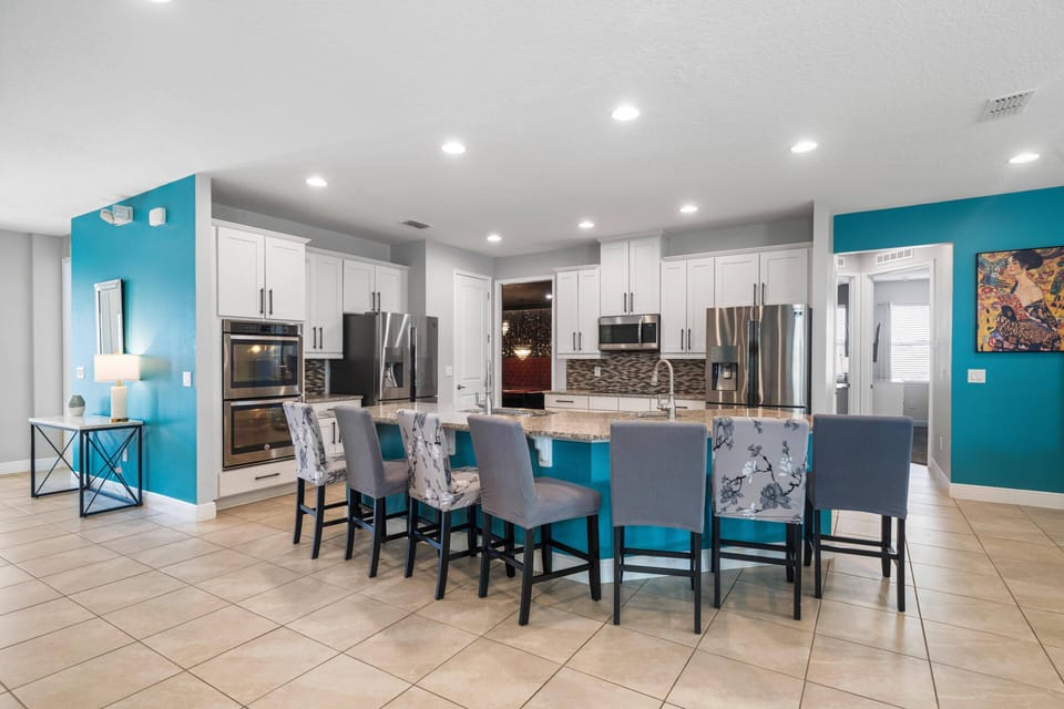 Kitchen area with stainless-steel appliances