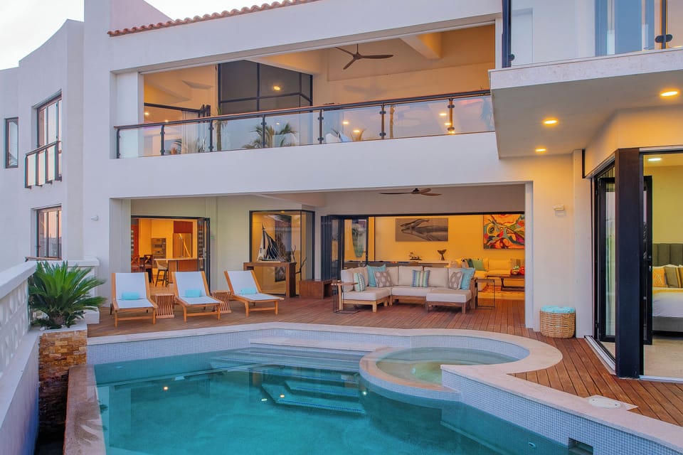 Poolside view of exterior