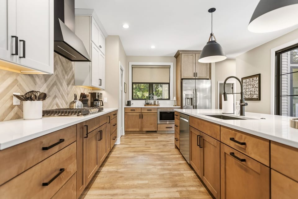 Kitchen with double oven, gas stove, island and plenty of room to cook up meals