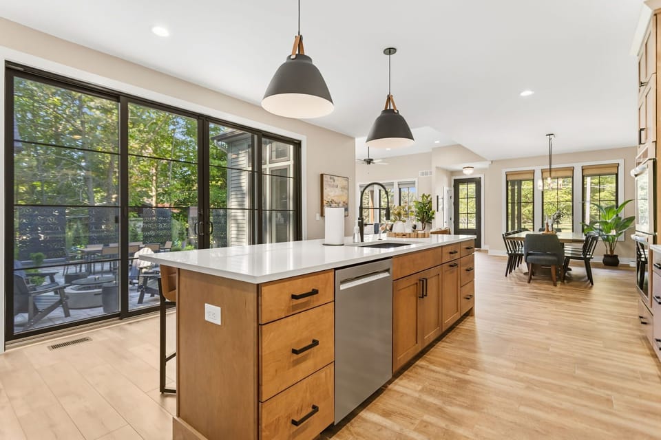 Kitchen with double oven, gas stove, island and plenty of room to cook up meals
