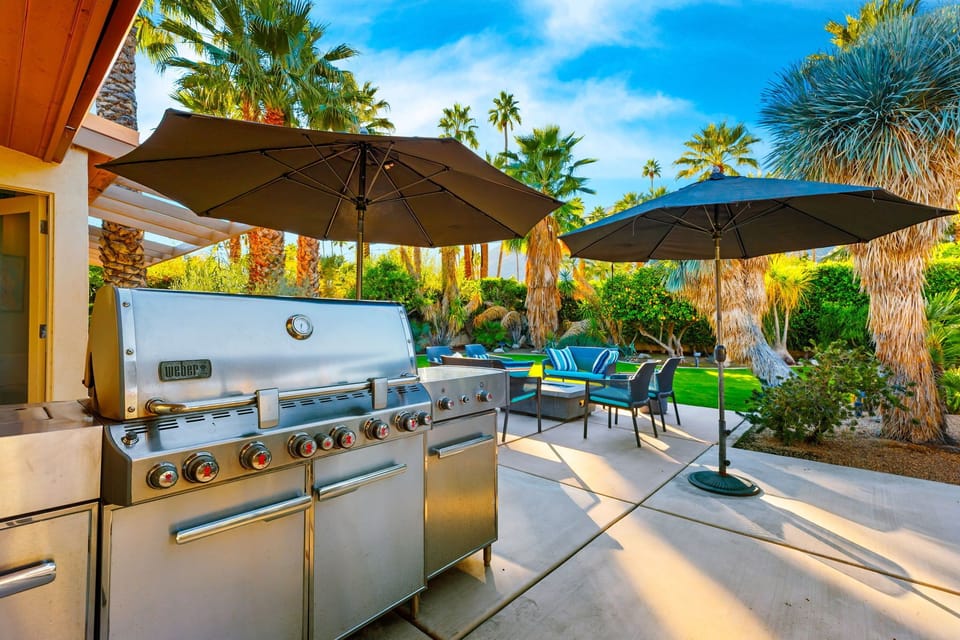 A backyard BBQ grill ready for cookouts, gatherings, and al fresco dining.