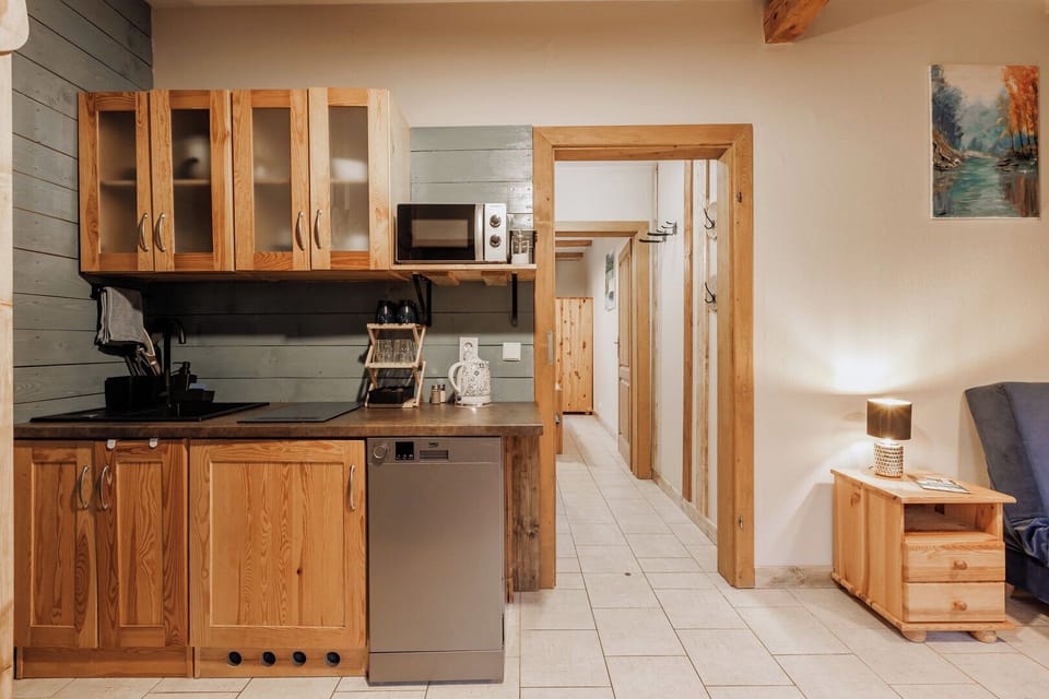 Apartment with balcony B3 | Private kitchen | Fridge, microwave, stovetop, dishwasher