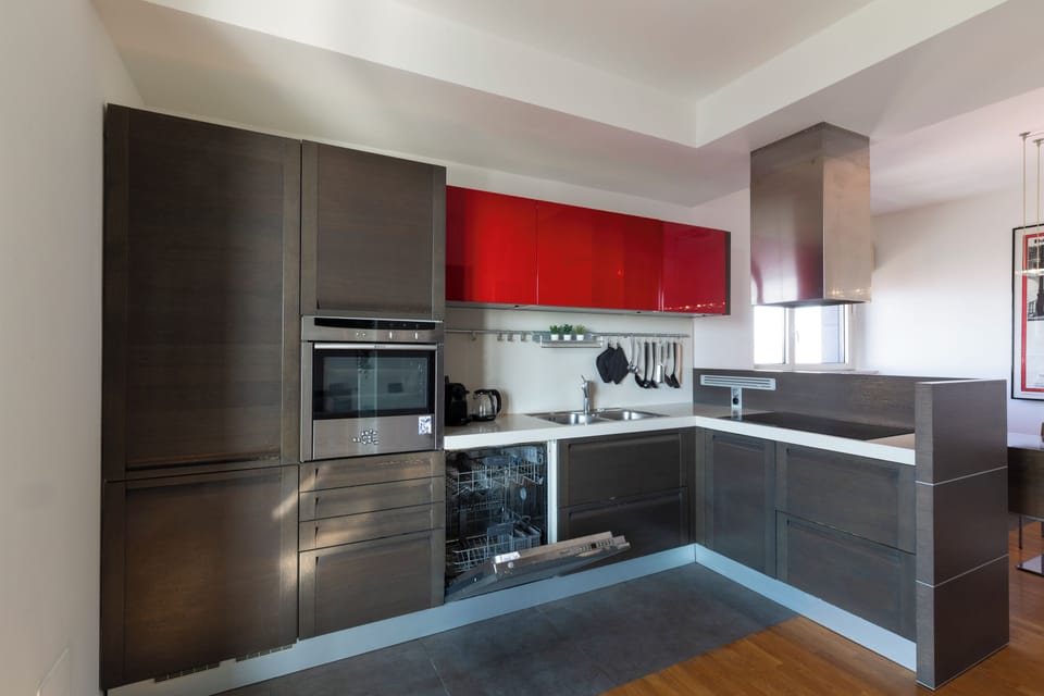 Comfort Double Room, City View | Private kitchen | Full-size fridge, oven, stovetop, dishwasher