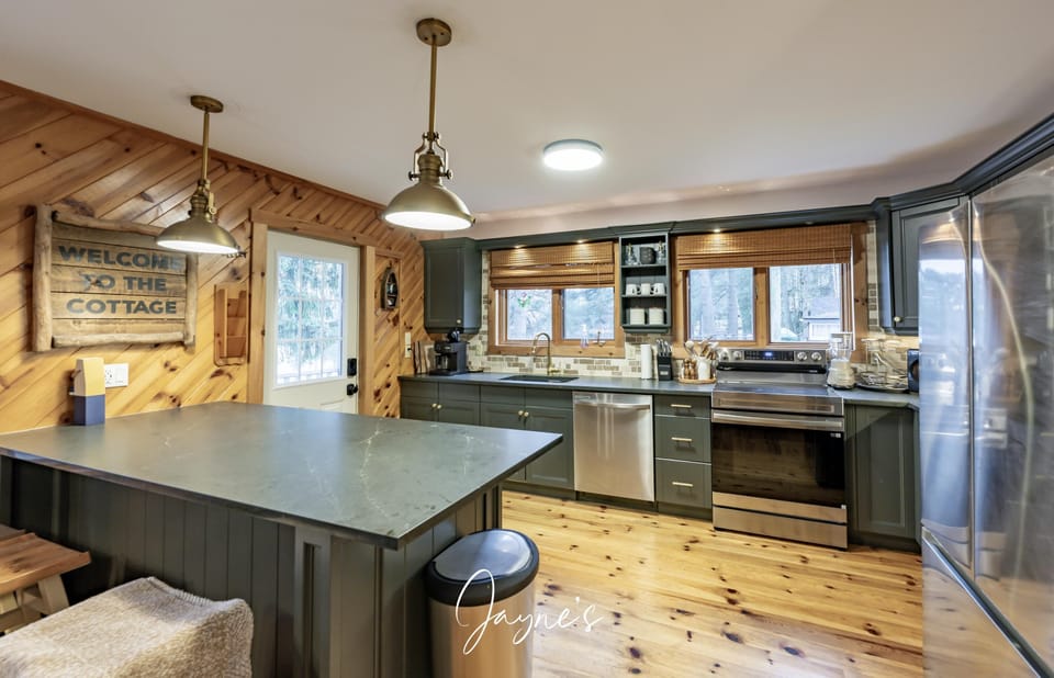 Spacious kitchen with rustic charm and modern amenities