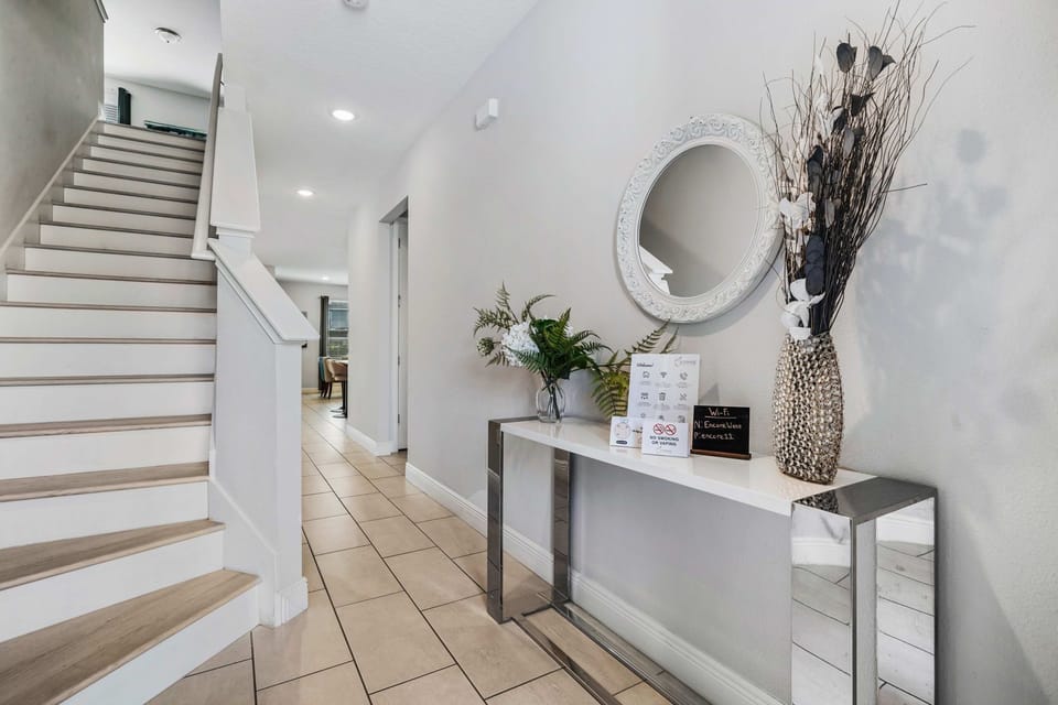 Stylish hallway décor with modern touches throughout the home.
