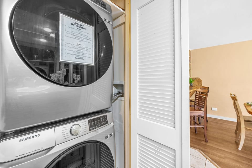 In-Unit Washer & Dryer. A valuable convenience for beach days or extended stays.