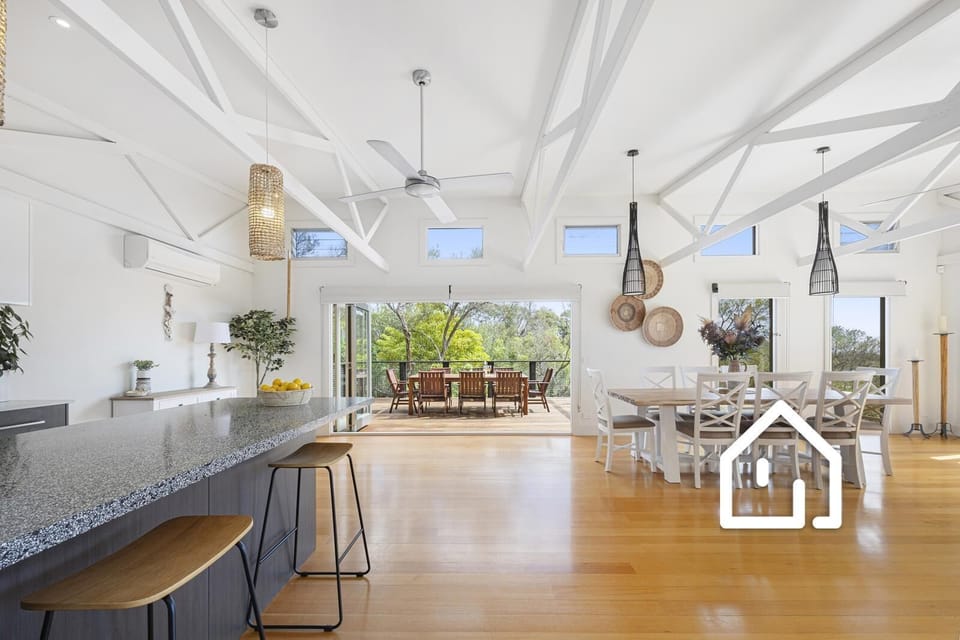 Main open plan living area (on the top floor); kitchen, dining and living