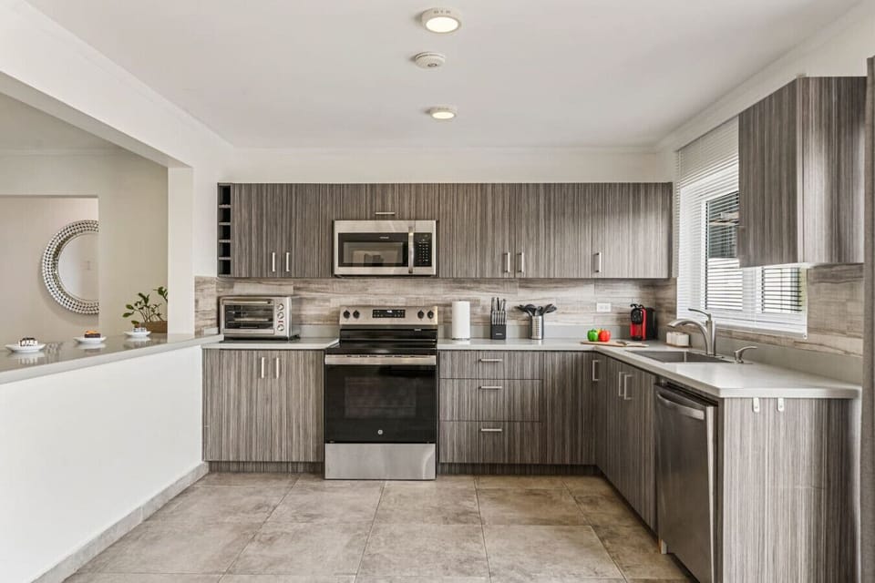 Stylish kitchen with stainless appliances