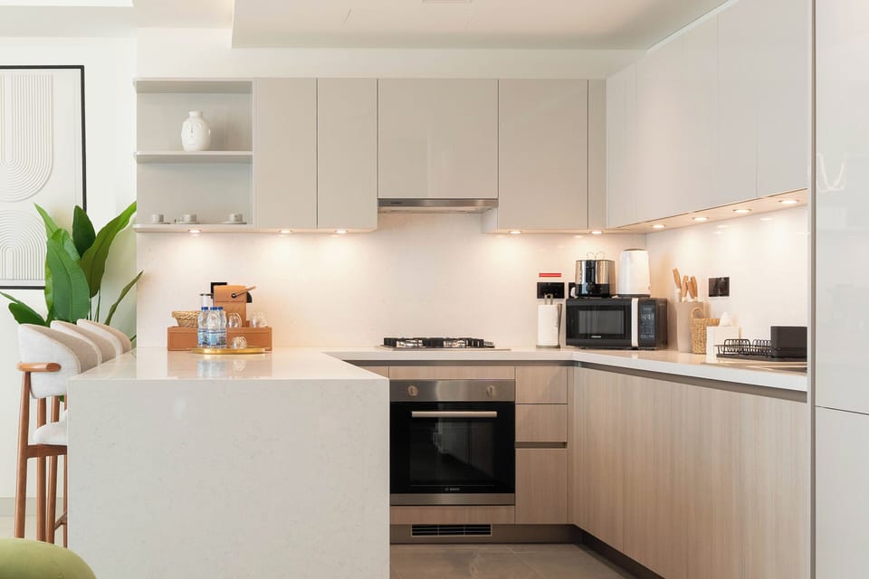 Deluxe Apartment, Balcony | Private kitchen | Fridge, microwave, oven, stovetop