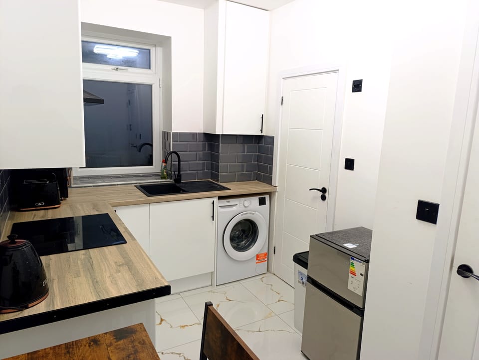 Fridge, microwave, oven, electric kettle