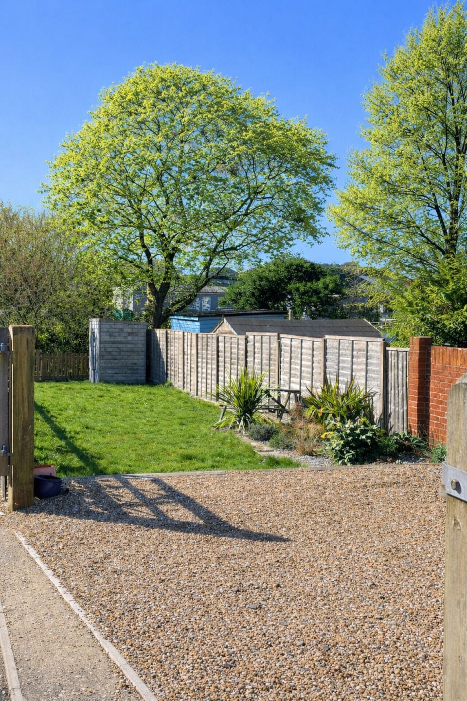 Large private garden with seating area