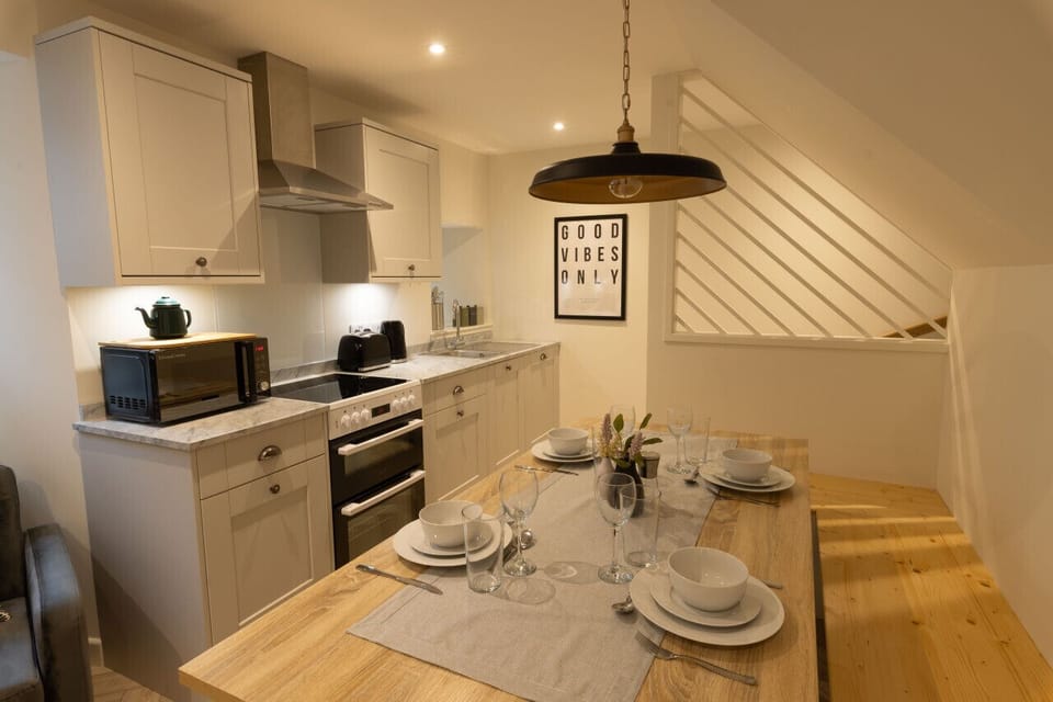 Modern kitchen and lovely dining table