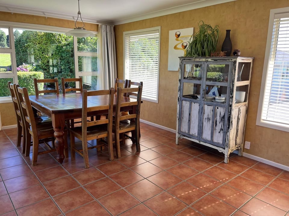 Our kitchen table comfortably seats 8 people.