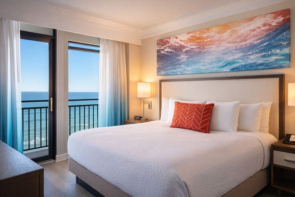 Step onto the balcony and breathe in salty sea air.