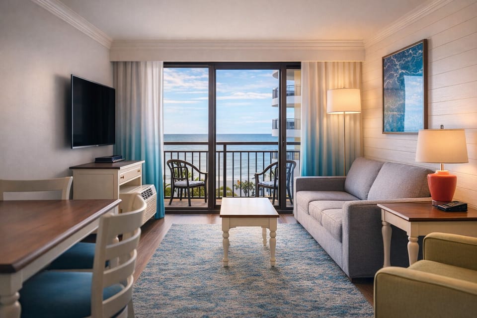 Unwind on the sofa with sweeping ocean views beyond.