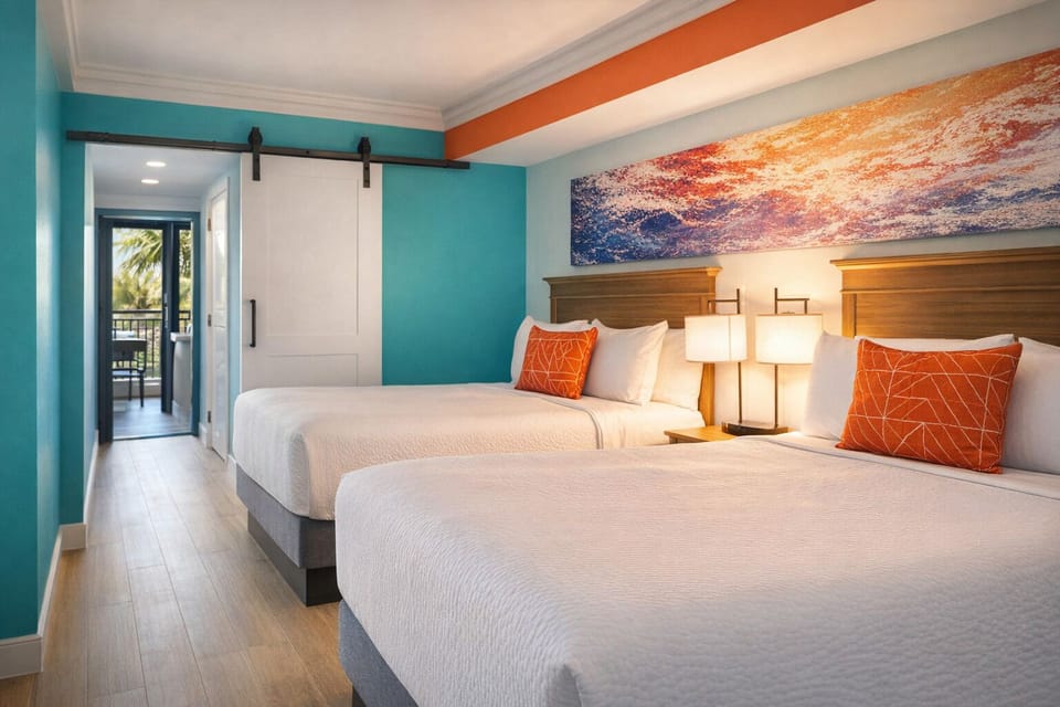 Sink into plush beds after sun-soaked beach adventures.