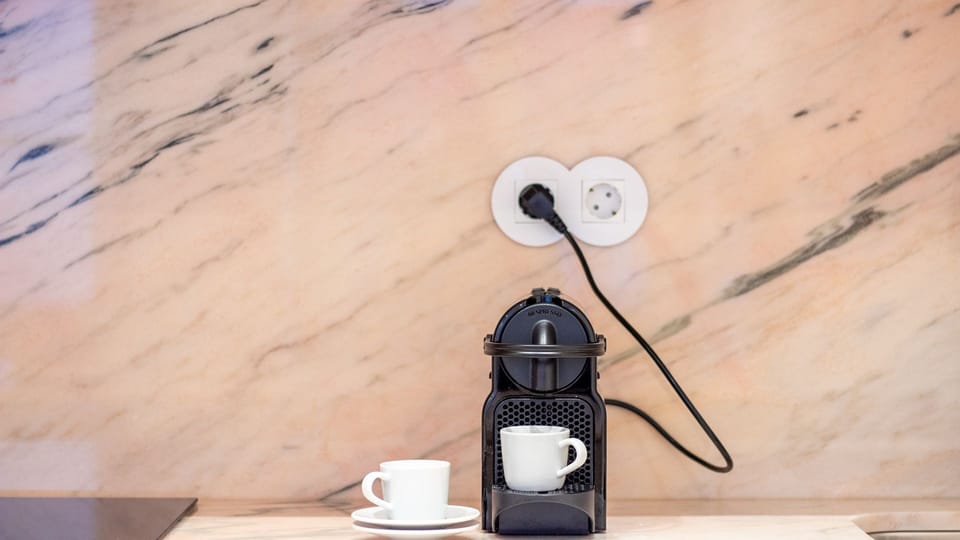 A beautifully set counter and fresh coffee — small luxuries that elevate everyday living.#LovelyStay  #MorningMoments#CozyElegance #PortoLiving