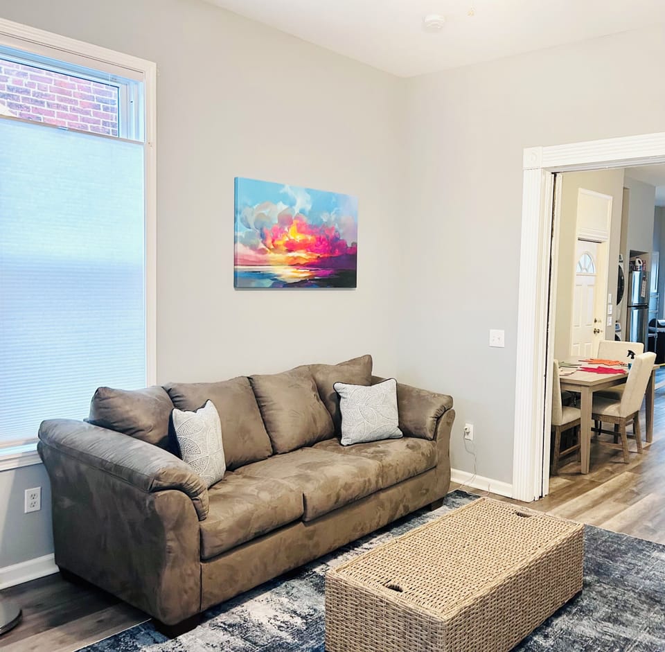 Main living area located downstairs at the entrance.