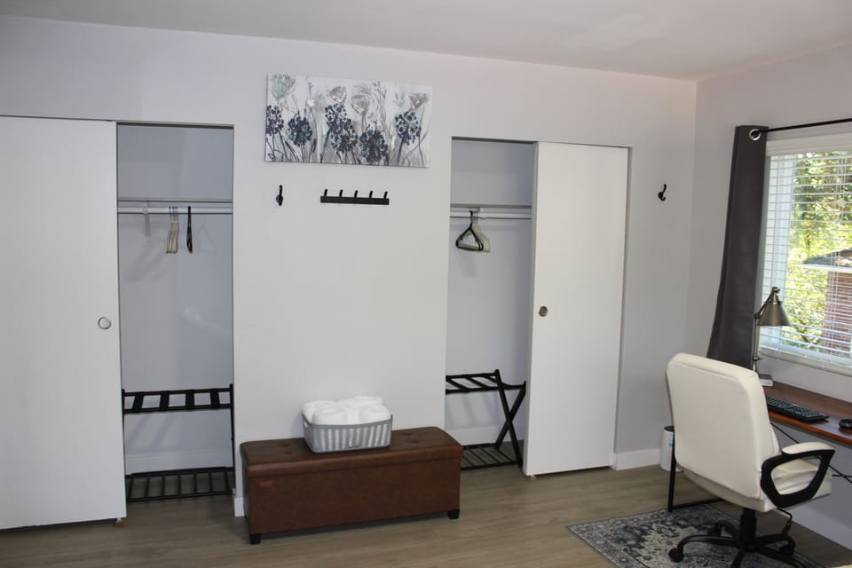 Two large closets available for guest use.