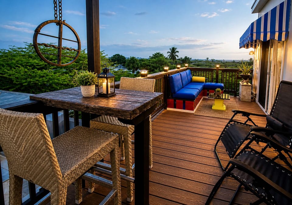 Relax on your private balcony with stunning tropical views