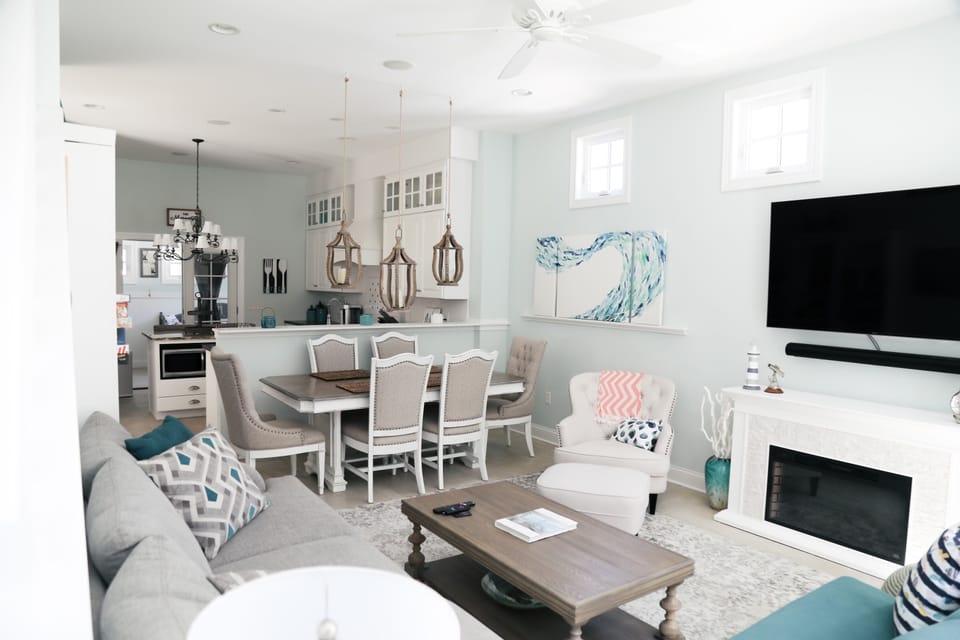 Downstairs Living Room + Dining Area